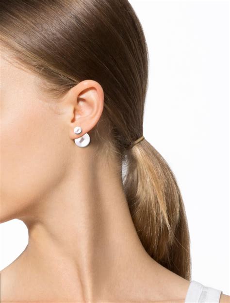 double earring dior|Dior tribal double pearl earrings.